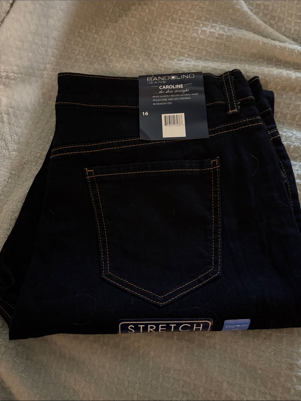 Bandolino “Caroline”Stretch Slim Straight Jeans - Deep Indigo